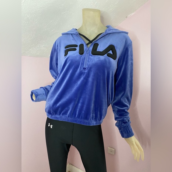FILA Velour Crop 1/4 Zip Hoodie - Picture 3 of 16